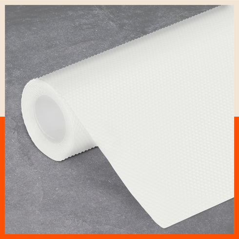 Vega Multipurpose Diamond Texture Shelf Liner | White (45 cm X 150 cm 380 GSM)